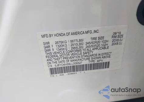 2020 Acura Mdx Technology Package из США, поврежденный, VIN 5J8YD4H59LL006527